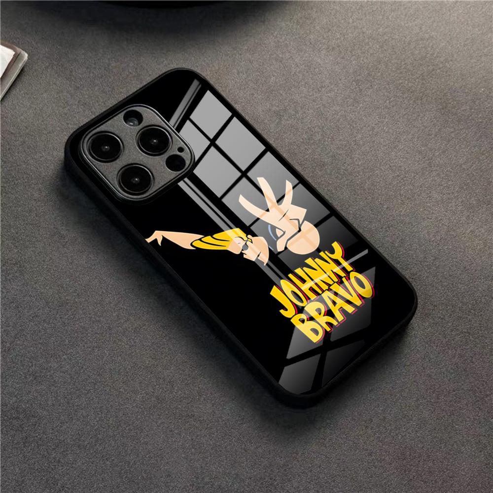 Johnny Bravo Anime Phone Case For 17 Pro Max IPhone 16 Pro 14 12 11 13 Mini X XR XS 15 Plus SE Glass Cover