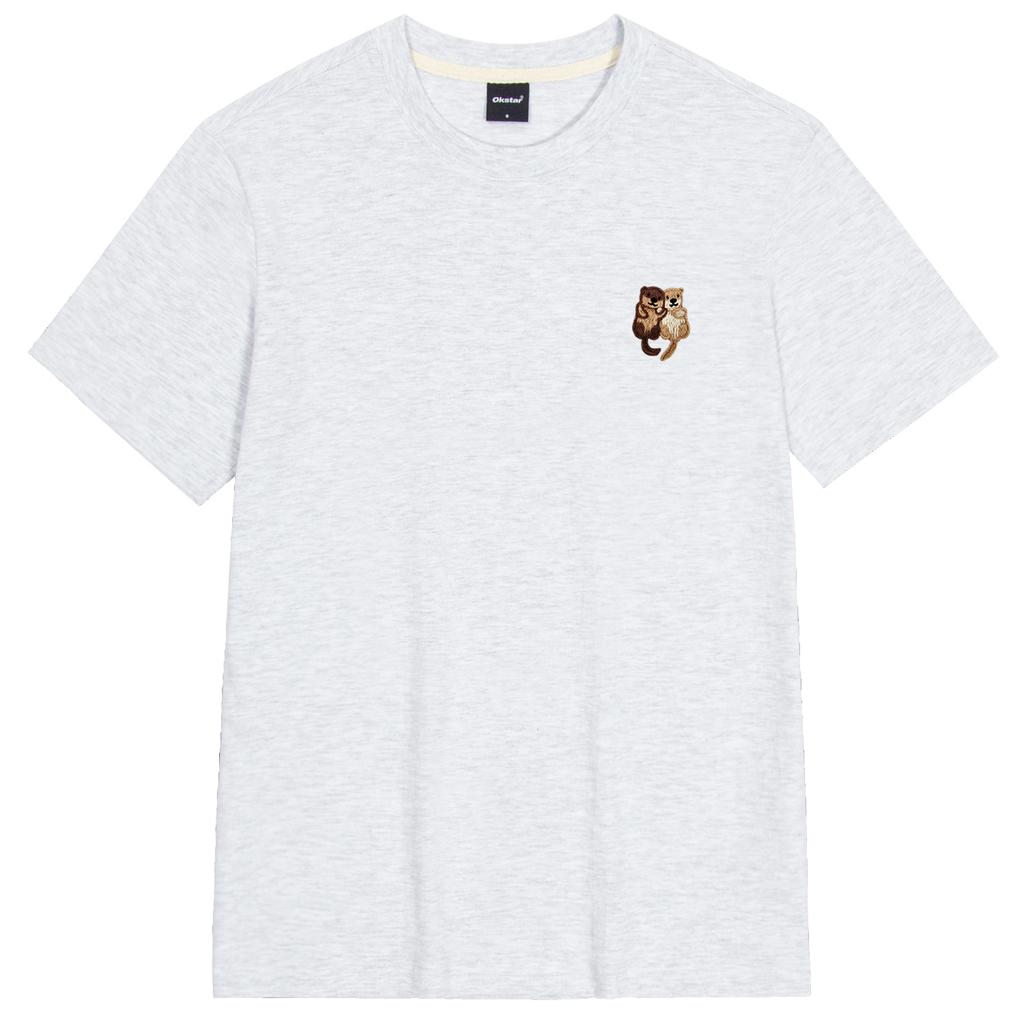 OKSTAR Sea Otter Embroidered Short Sleeve T-Shirt (Type B)