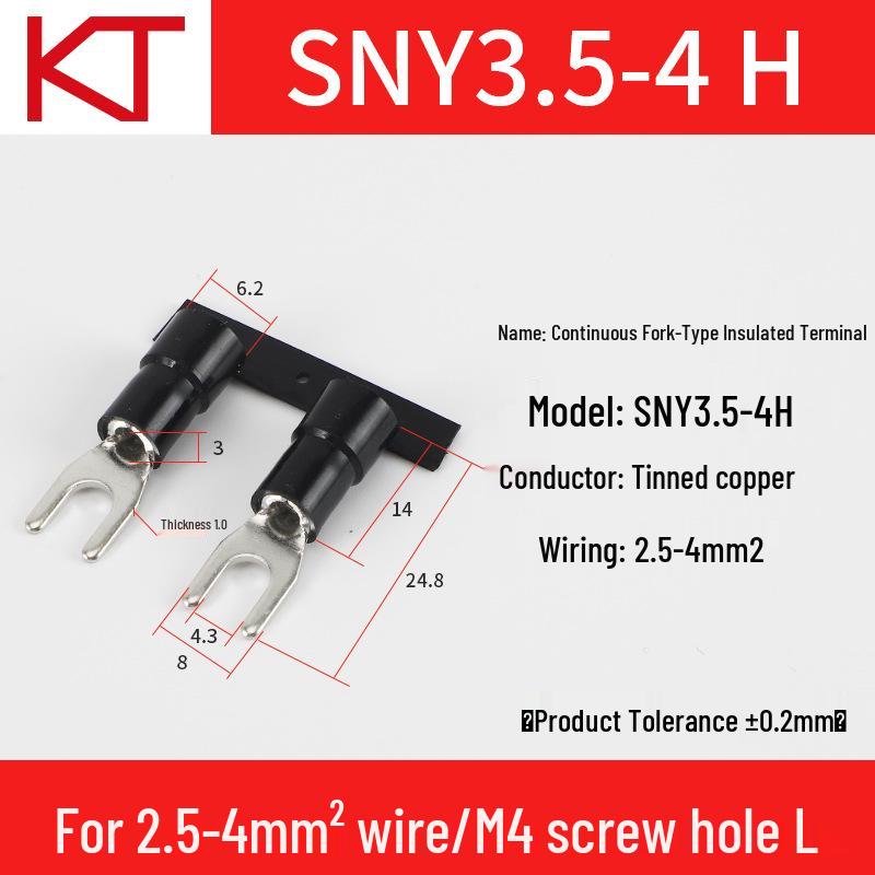 KT Keshitong Nylon Fork Terminal SNY1.25/2/3.5/5.5 with Copper Nose - National Standard Cold-Pressed Terminal