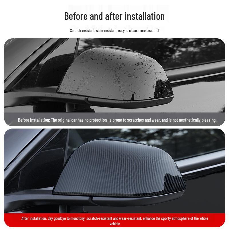 Tesla Model 3/Y Carbon Fiber Texture Rearview Mirror Protective Cover