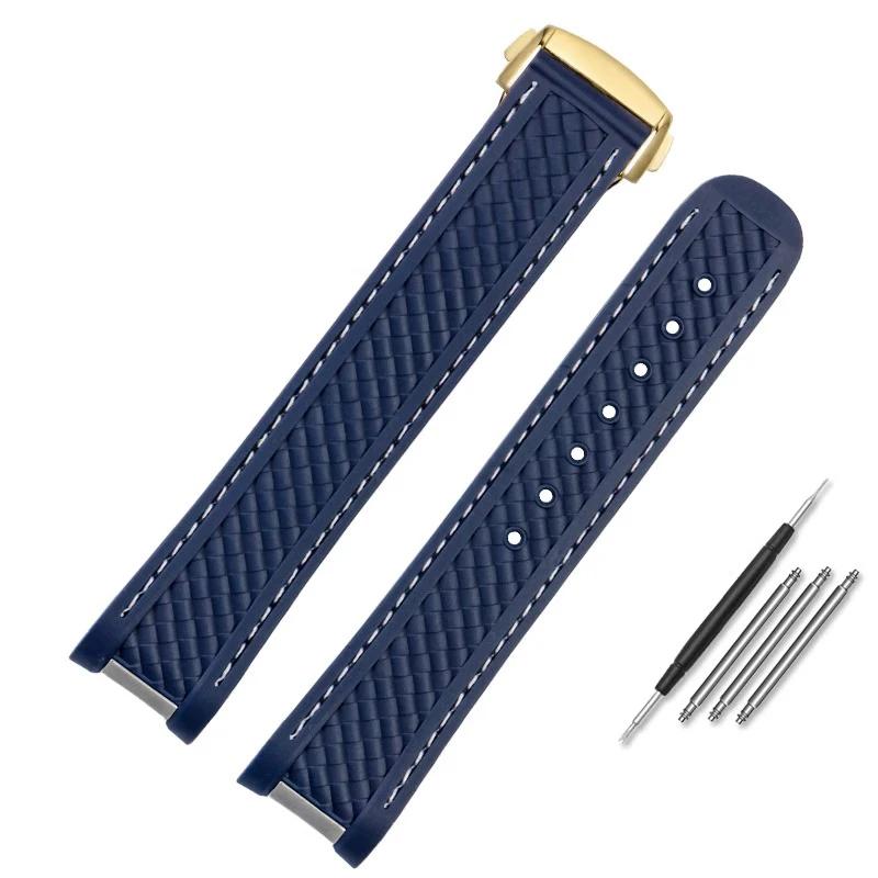 Cinturino per Orologio Adatto per Omega Seamaster 300 AT150 Aqua Terra Ultra Light 8900 Fibbia in Acciaio Cinturino Braccialetti Gomma Silicone 20mm