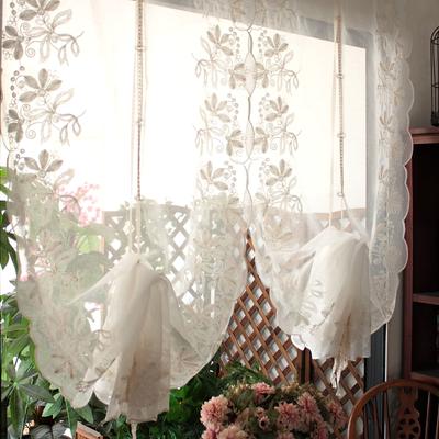 Embroidered Yarn Curtains Balloon Pull Curtain Bay Window Roman Curtain for Home Living Room Decor