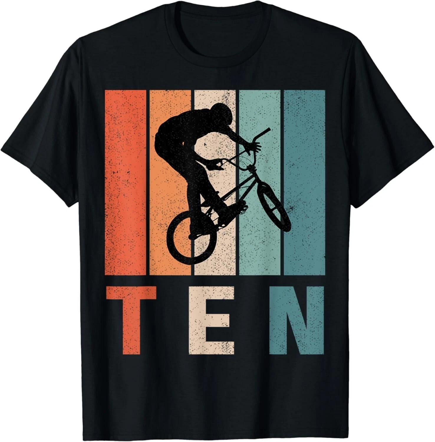 

10th Birthday Retro BMX Bicycle Bike Boys 10 Years Old Gift Unisex T-Shirt 2XL