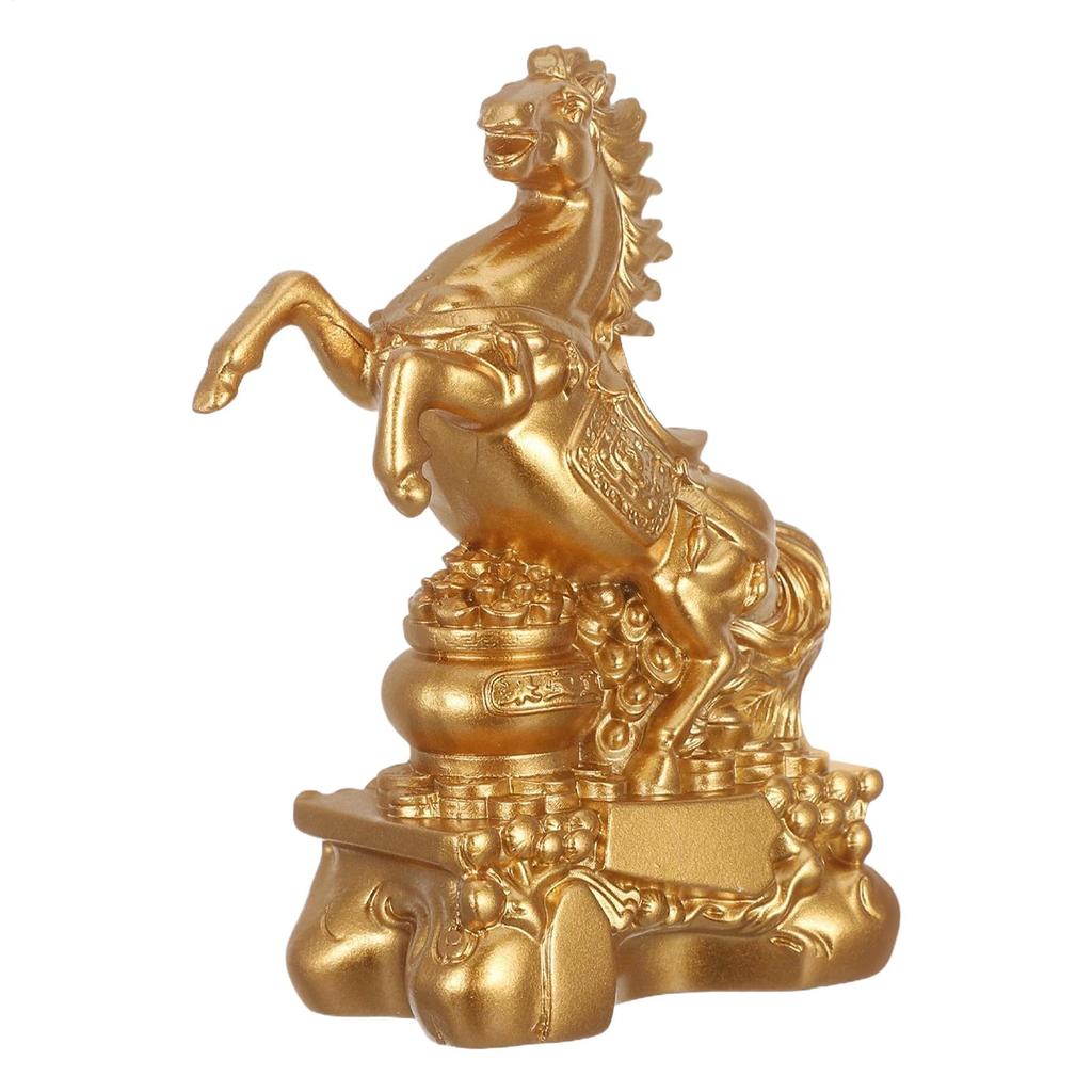 Resin Golden Horse Statue Figurine 2026 Chinese Mascot Sculpture for Good Luck Wealth Blessing Home Decor Birthday New Year Gift