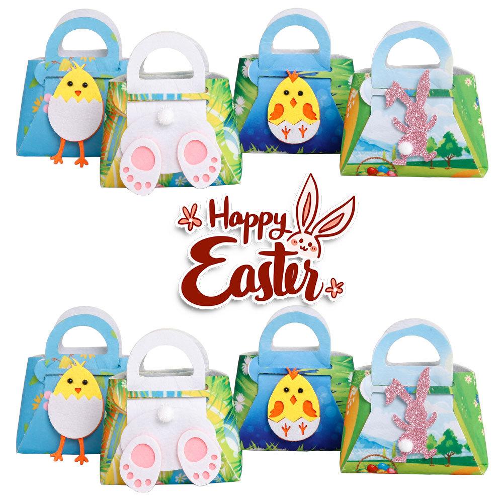 

2Pcs Kids Easter Candy Bag Felt Cloth Party Decor Candy Chocolate Storage Tote Bag Chicken Style B
