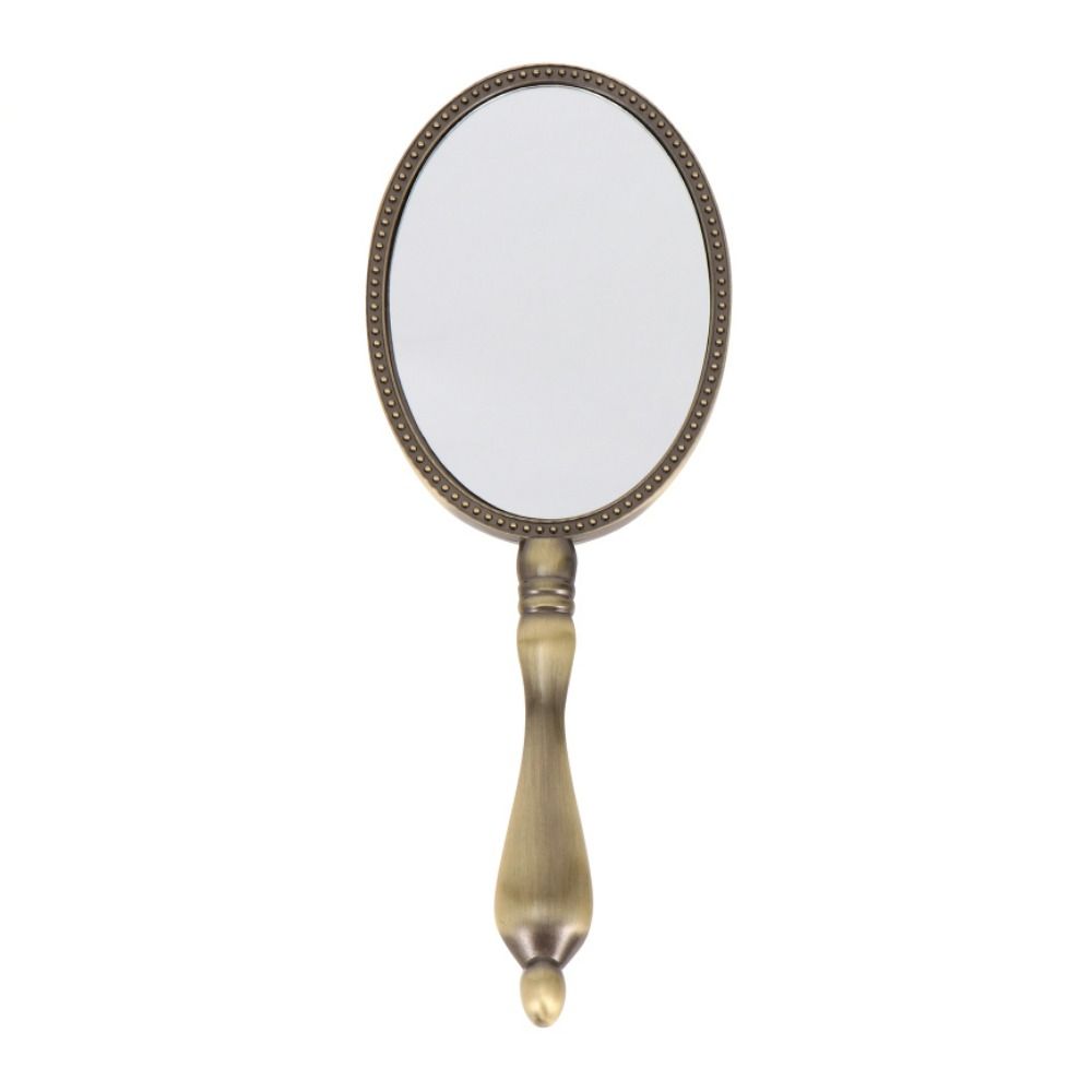 

Handheld Oval Hand Mirror Portable Cosmetic Mirror Vintage Handle Makeup Mirror For SPA медный
