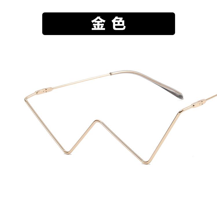 No Piece Personalized Metal Diamond-Encrusted Glasses Frame Trendy Half Frame Street Shot W-Shaped Decorative Frame