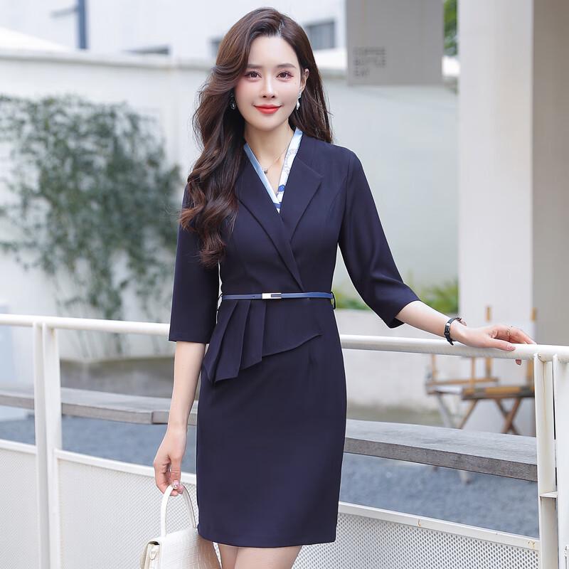 Women s Professional Mid-Sleeve Ruffle Dress L