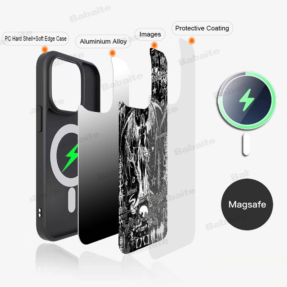 Gothic Girl Sculpture Phone Case Magnetic Case For iPhone 17 16 14 13 12 11 15 Pro Max For Wireless Charge Cover