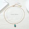 Water Drop Turquoise Oval Pendant Necklace Women'S Niche Light Luxury High-End Collarbone Chain Premium Durable