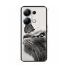 For Xiaomi Poco M6 Pro 4G Phone Case Cover Cute Cat Painted Black Silicone Soft Back Cover Cases For Poco M6 Pro Case M 6 M6Pro
