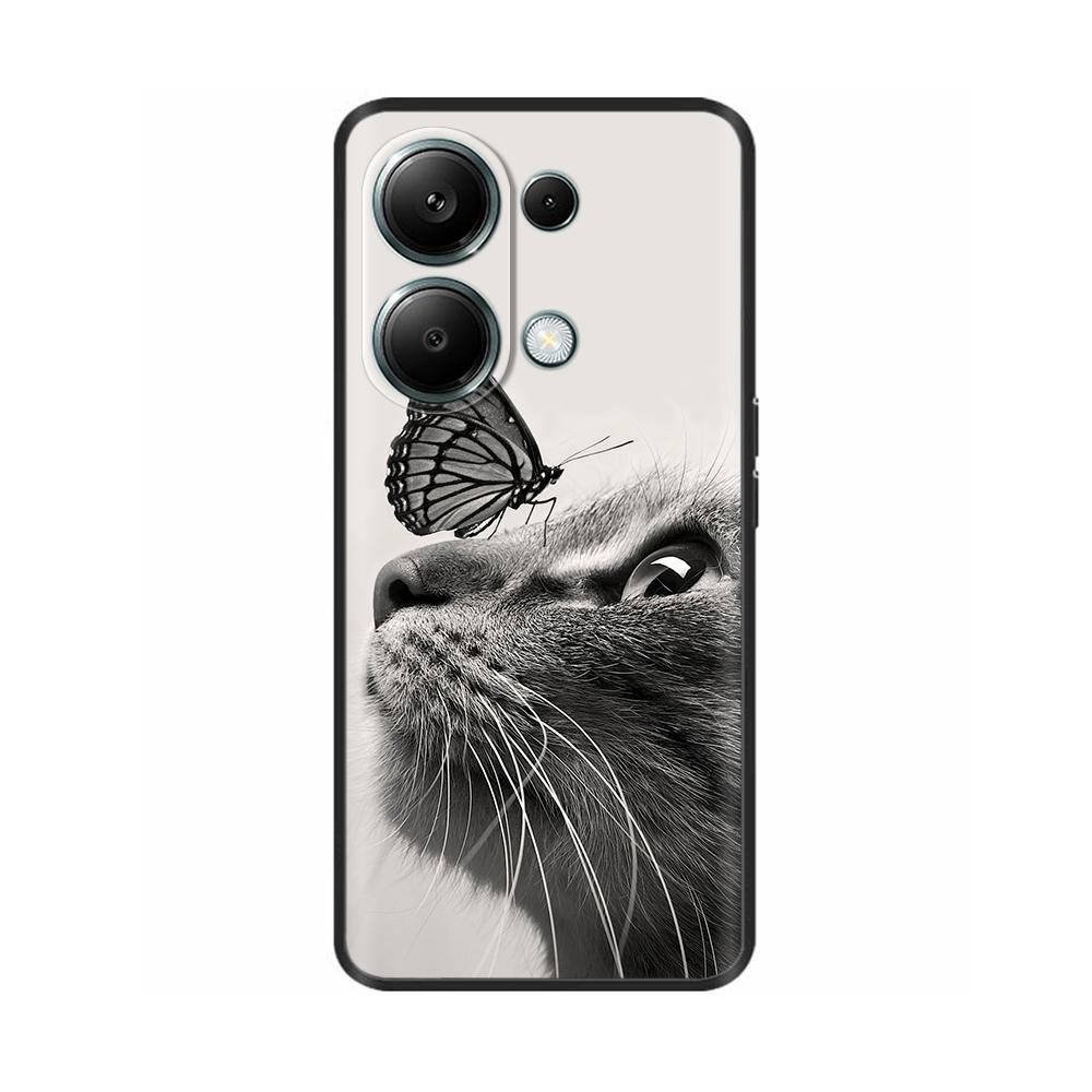 For Xiaomi Poco M6 Pro 4G Phone Case Cover Cute Cat Painted Black Silicone Soft Back Cover Cases For Poco M6 Pro Case M 6 M6Pro