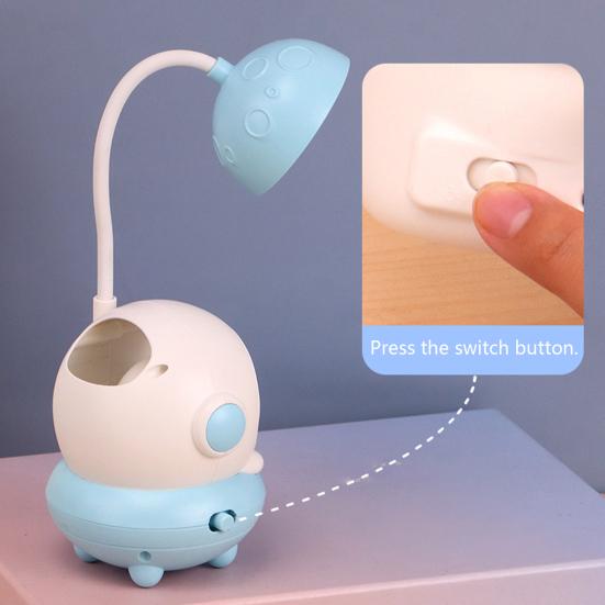 Cartoon Astronaut Cat Desk Lamp USB Rechargeable Flexible Gooseneck Table Reading Light Home Office Bedroom Bedside Night Light