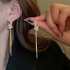 Premium metal knotted zircon fringed silver needle earrings real gold electroplating simple and elegant niche earrings 