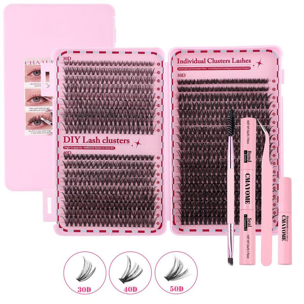 640 Cluster Einzelne Falsche Wimpern - DIY Segmente mit Buchkleber-Typ