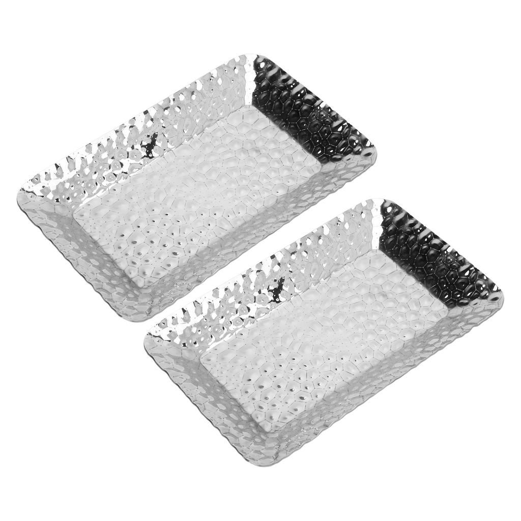 2PCS Stainless Steel Towel Tray Rectangular Serving Tray Decorative Vanity Platter Tray Kitchen Bath