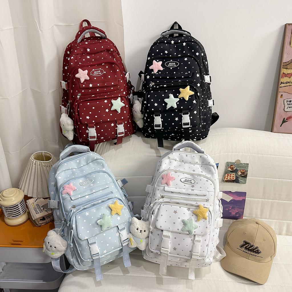 Schoolbag Korean Version Ins New Junior High School Schoolbag Girl High Value Ins Wind Star Backpack High School Backpack