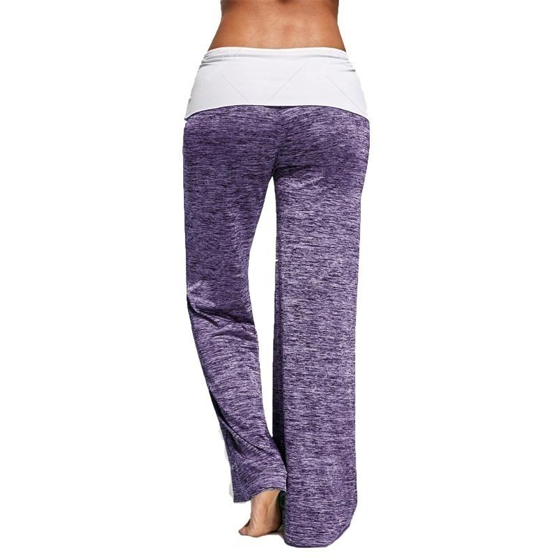 Women's Block Wide Leg Yoga Pants Middle Waist Loose Long Pants Plus Size