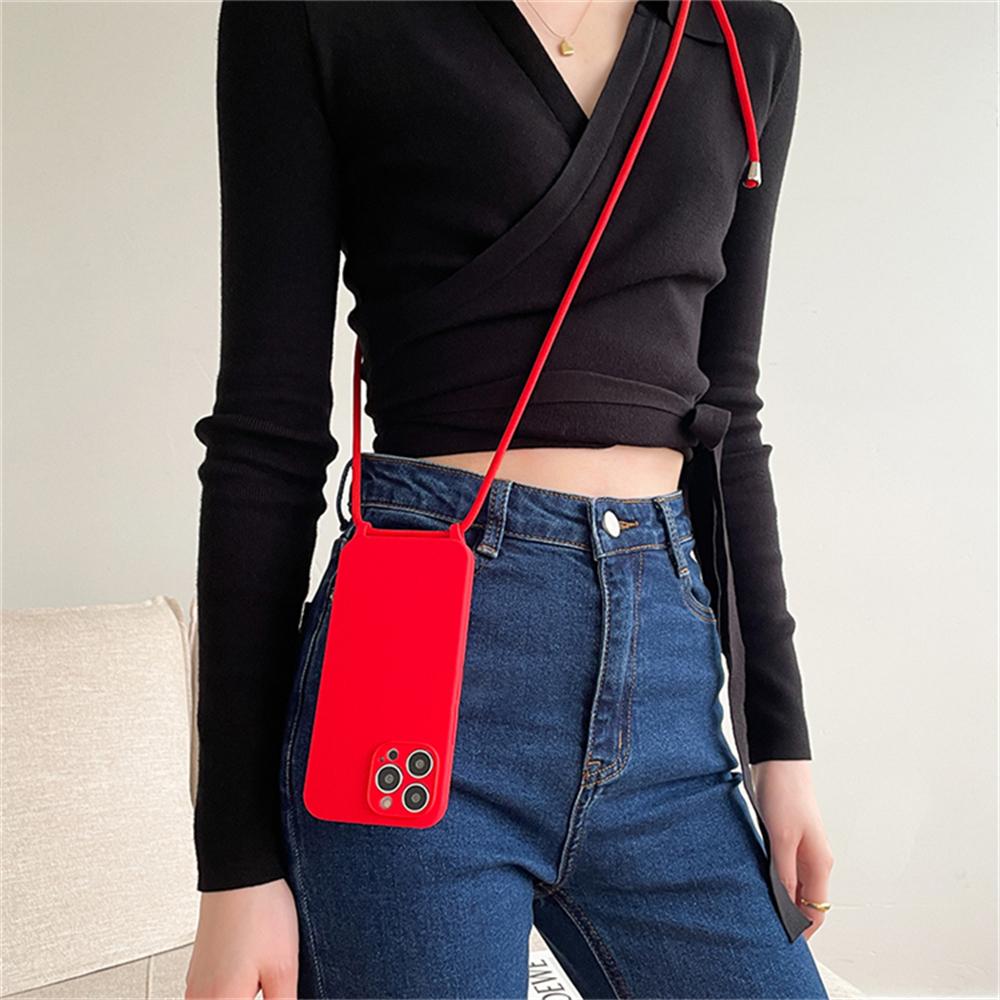 

Liquid Silicone Lanyard Case For iPhone 14 15 Pro Max 12 13 11 Pro XR XS Max 8 7 14 15 Plus Crossbody Necklace Strap Phone Cover For iPhone 13