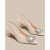Baotou High Heels Women's New Temperament Baotou Sandals Rhinestone Pointed Single Shoes Women