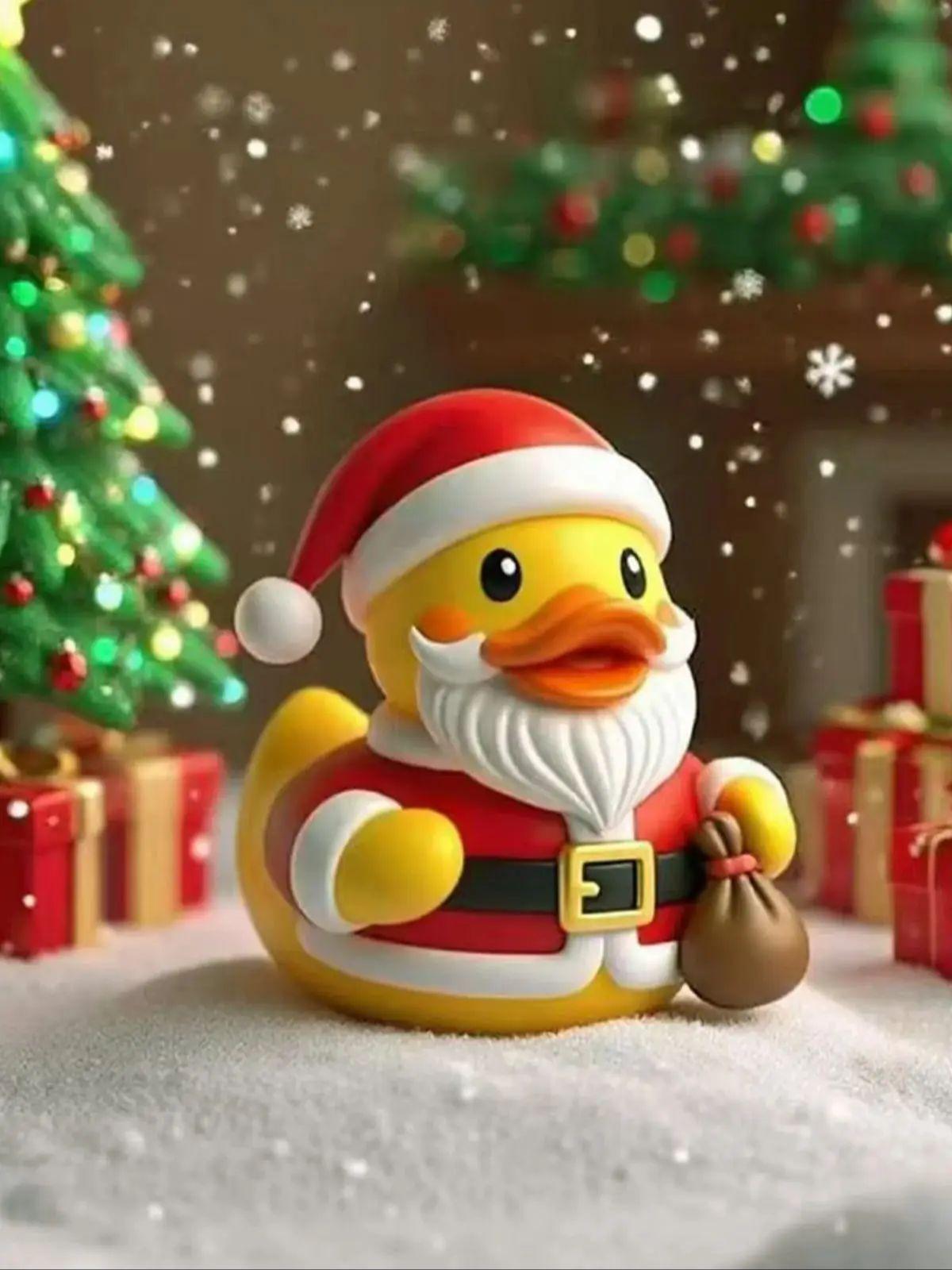 New Creative Independent Station Christmas Style Duck Resin Craft Ornament Suitable for Home Desktop and Courtyard Decorations