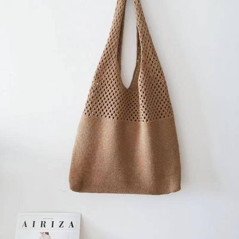 Spring/Summer Hollow Knit Handbag - Versatile Woolen Crossbody for Women