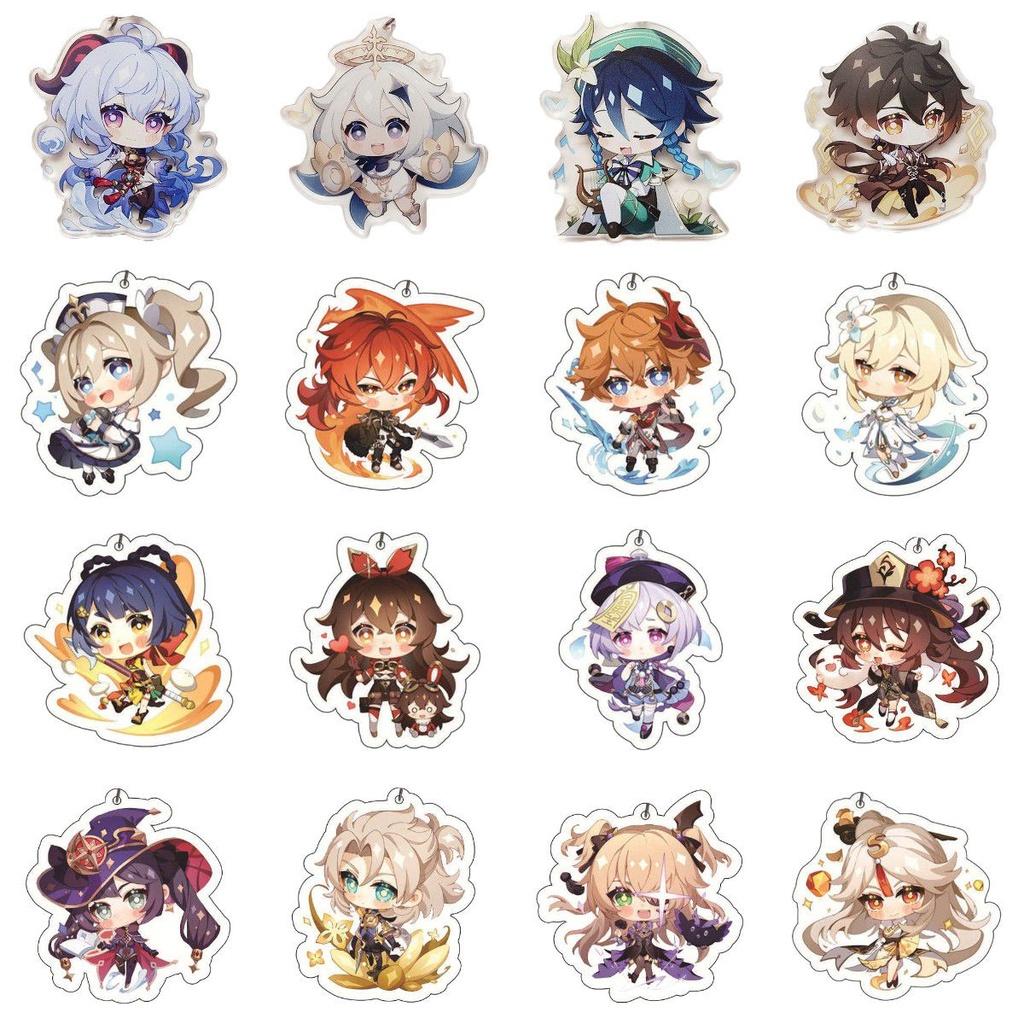 Original Genshin Impact Game Character Cover Acrylic Cute Keychain Charm For Fans