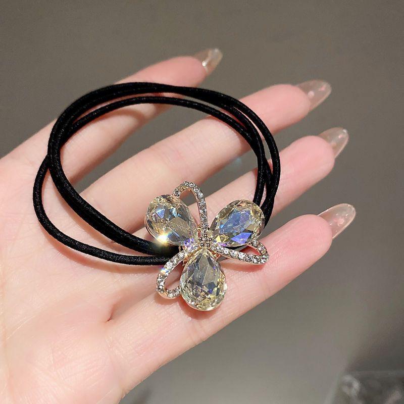 

1 шт. Новые сверкающие бриллиантовые эластичные резинки для волос с цветком для девочек, женские аксессуары для волос