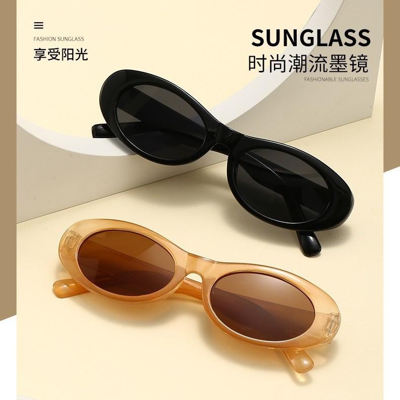 New fashion oval frame sunglasses women's trend street shot glasses European and American retro personality cat eye sunglasses women