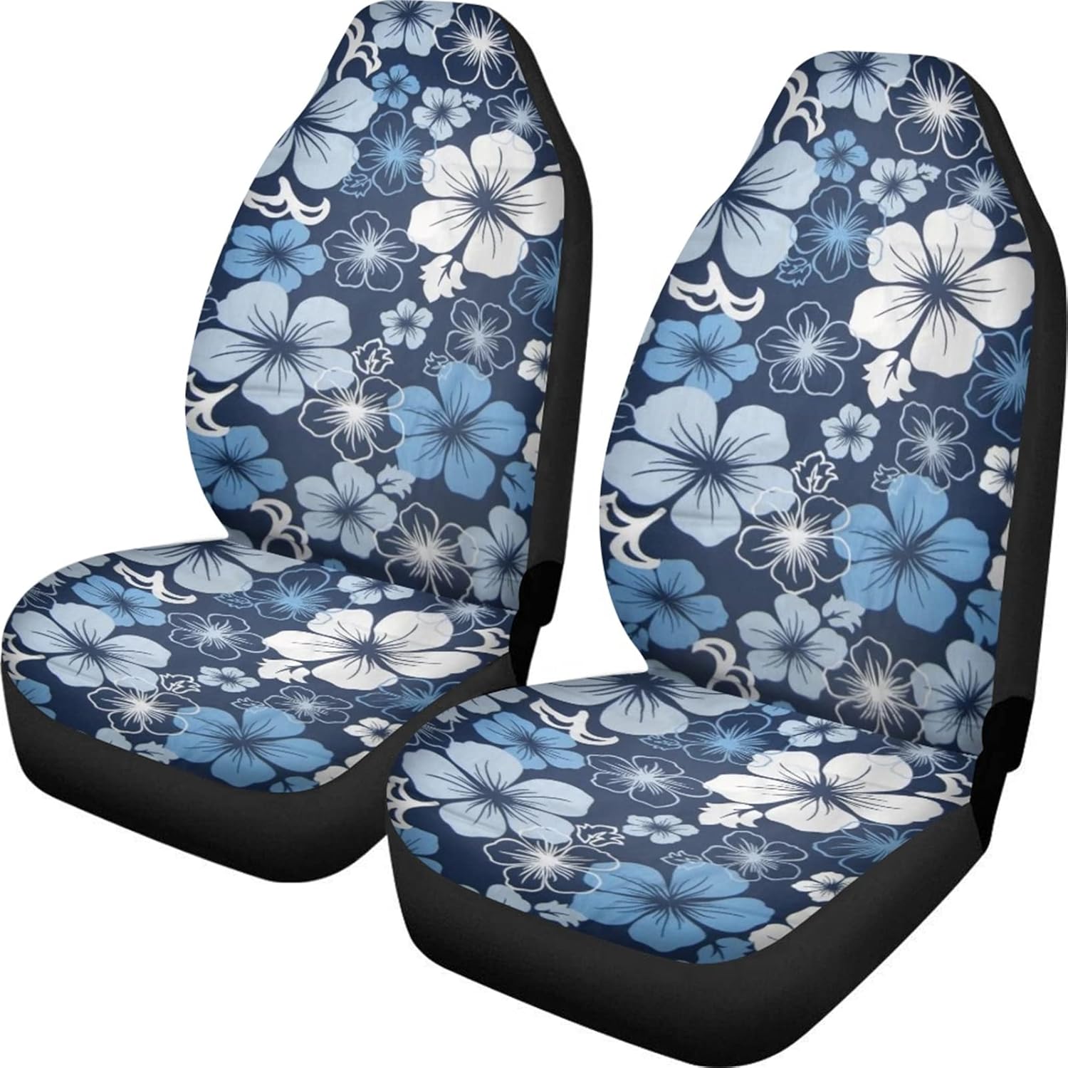 

Dreaweet Hawaiian Hawaii Aloha Print with White Hibiscus Flower Car Seat Covers Front Seat Protector Cover Mat Full Set of 2pc Universal Bucket Seat Flower-7