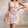 Strandrock Damen Unifarben Sexy Gestrickter Strand Bikini Badeanzug Damenrobe