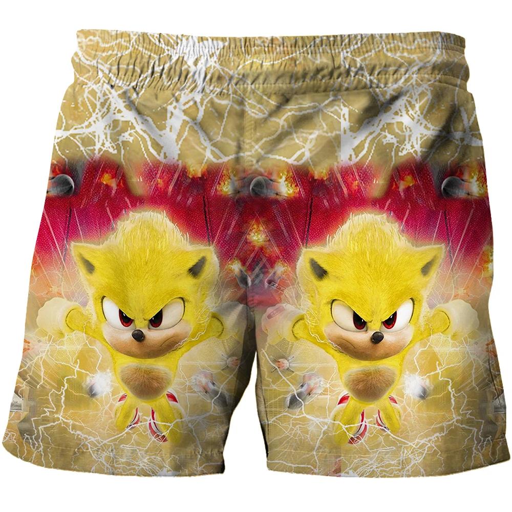2025 Pantaloni de plajă MINISO pentru copii 4-14A Pantaloni scurți Sonic 2 Fete Băieți Pantaloni Harajuku Pentru Copii Imprimeu Desene Animate 3D Pantaloni Kdis