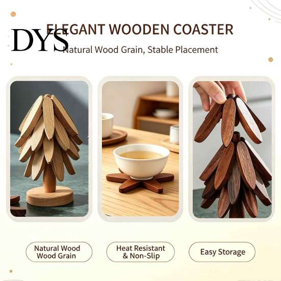 Non Slip Wood Trivet for Cast Iron Collapsible Wooden Trivets Hot Dishes, Christmas Tree Shaped Pot Mat Table, Heat Folding Potholder Resistant Holder