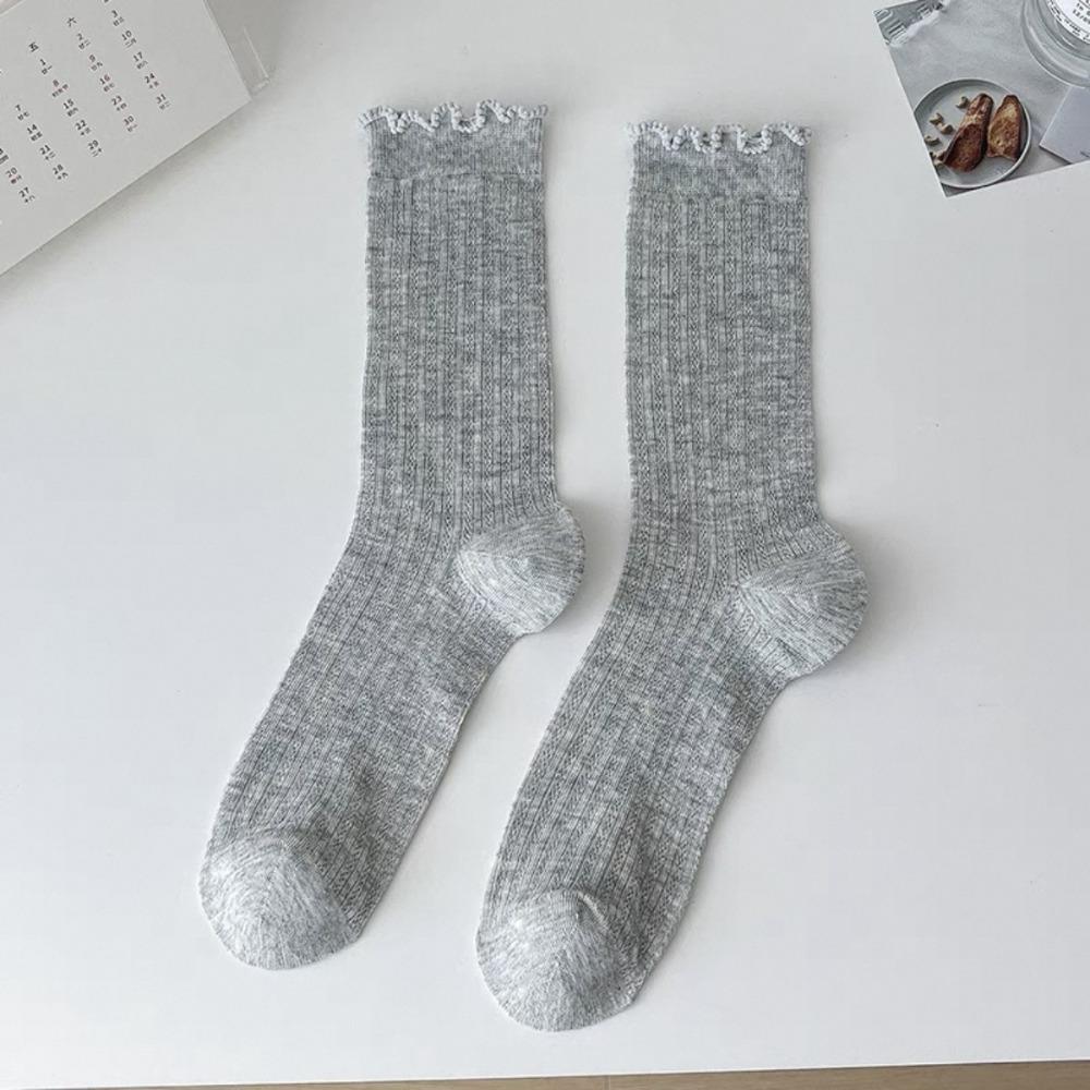 Sweet Solid Color Mesh Mid Tube Socks Lace Ballet Style Lolita Socks Hollow Out Ultra-thin Ultra-thin Socks JK