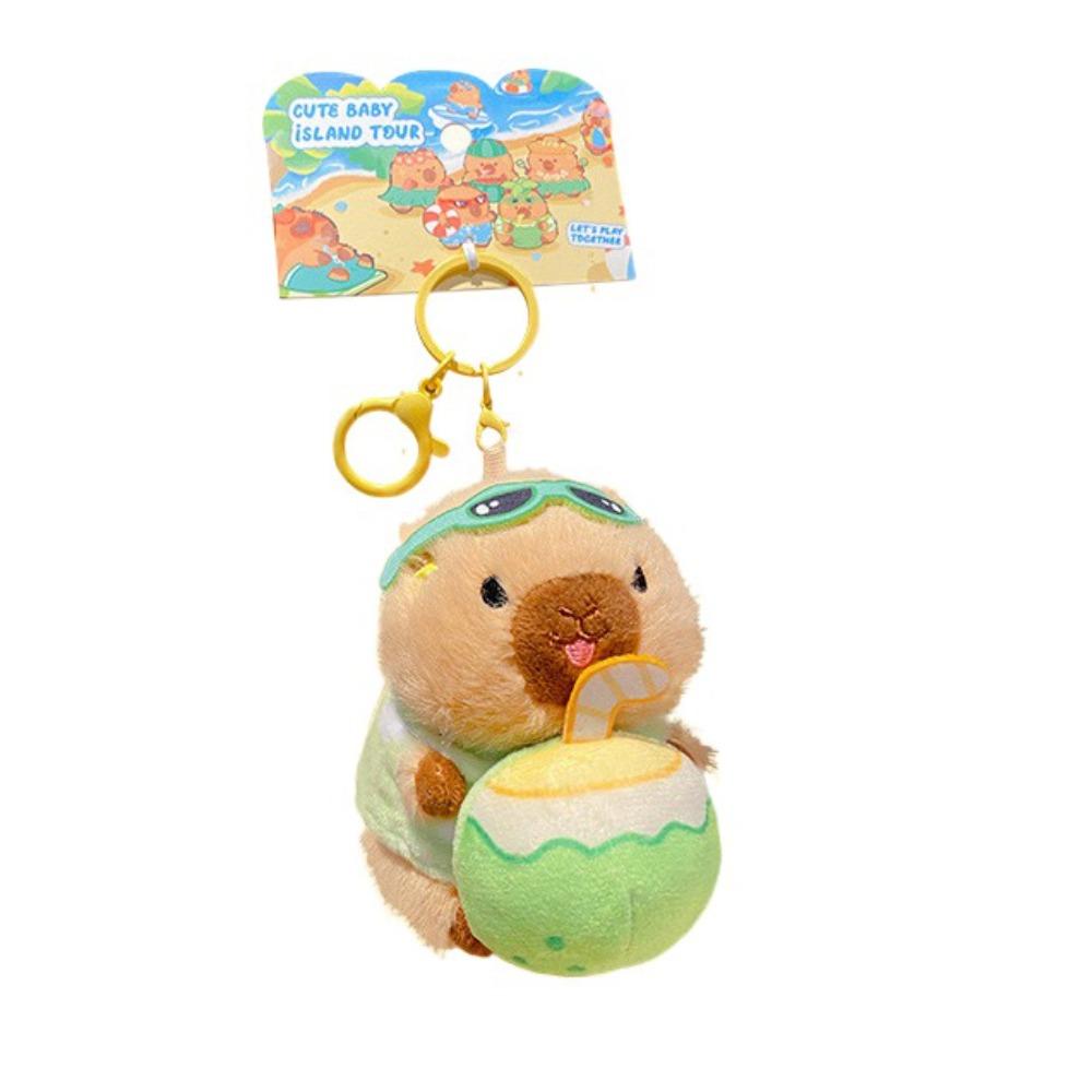 Kawaii Cartoon Plush Capybara Keychain Island Style Cute Doll Pendant Bag Hanging Ornaments Car Keyring