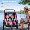 Child Bike Trailer 2 In 1, Baby Bike Stroller 2 Seats, Adjustable Handlebar, Hand Brake, Seat Belt, Red