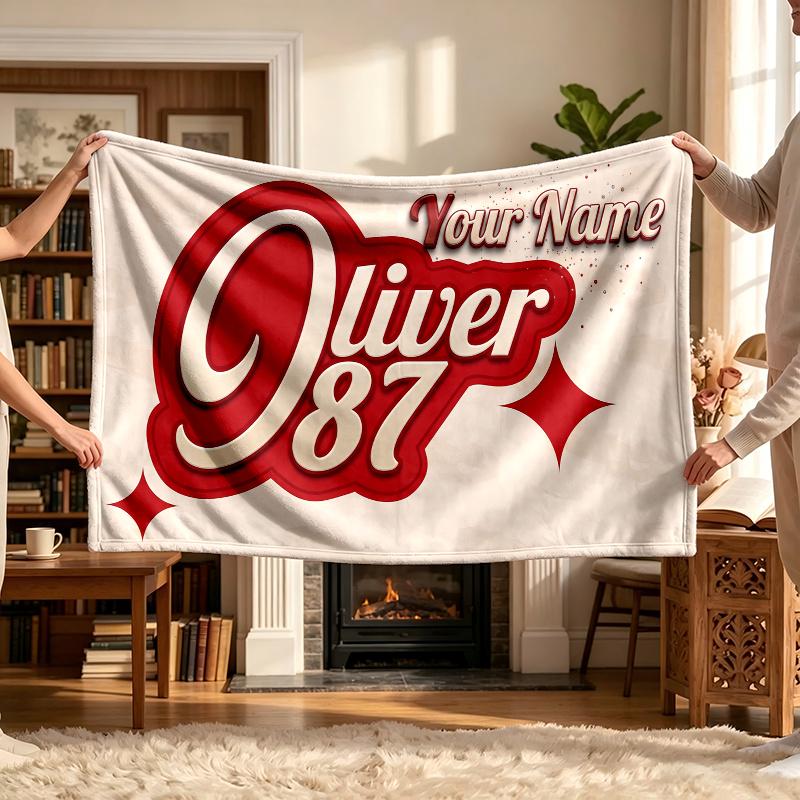 Ollie Bearman (1) Personalized Name Blanket Soft Cozy Gift for Sofa Bed Couch Home Decoration