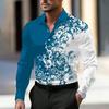 Men S Long Sleeve Button Down Colour Block 3d Printed Casual Shirt
