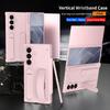 TriFold Phone Case With Wrist Strap Pen Slot Hinge Cover Galaxy Z Fold Series Shockproof PC Protective Shell