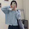 Cardigan Sweater Spring and Autumn Loose Round Neck Sweater Coat Top Women Soft Glutinous Sweet Single Breasted Knitted Cardigan