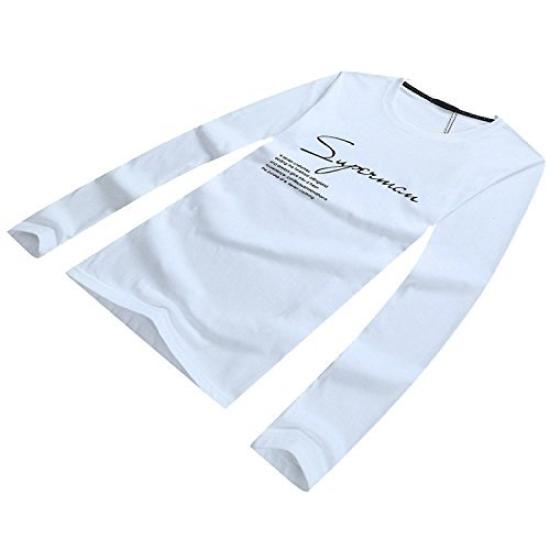 BUZZxSELECTION Long Long English TSL006 T-shirt, Sleeve, Sleeve, Logo, Stylish, Letters, Print, Cool, Men's (01. White, S)