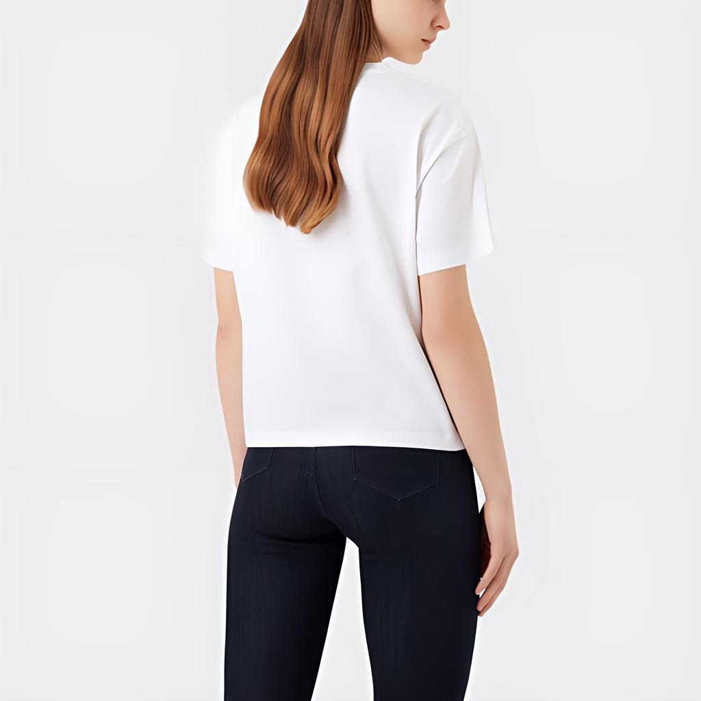 Emporio Armani SS23 Letter Print Crew Neck Short Sleeve T-Shirt Women Tops White 3R2T7Z-2JQ4Z-0100