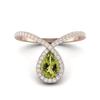 Delicate Tear Drop 7X5mm Pear Peridot 925 Sterling Silver Rose Vermeil Solitaire Women Wedding Ring