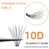 60 Bündel/Box 10D 0,1 mm Wimpernverlängerung Einzelwimpern Natürlicher Stil Einzelwimpern Handgefertigte Wimpernbündel