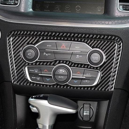 2Pcs Carbon Fiber Center Console AC CD Panel Cover For Dodge Charger 2015-
