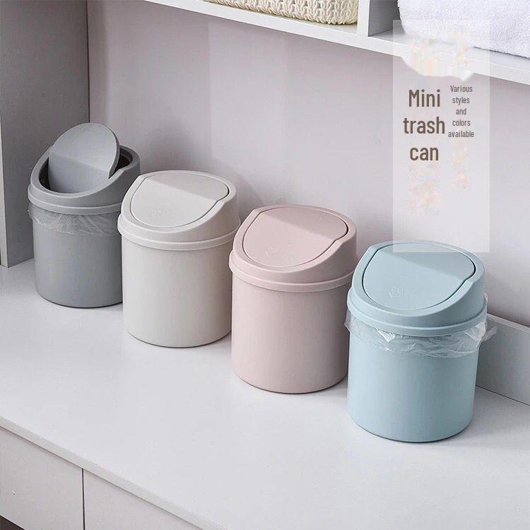 Nordic Simple Push-Type Desktop Trash Can with Lid for Household