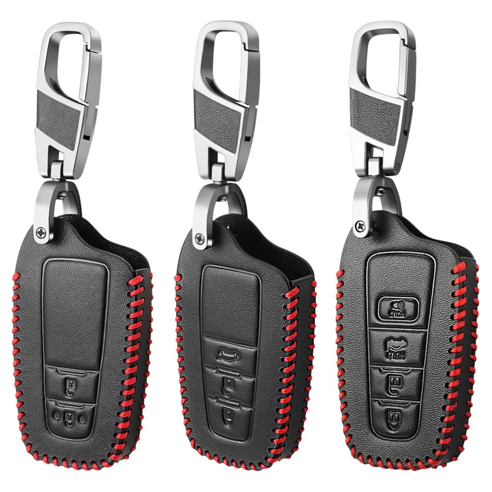 Leather Car Key Cover For Toyota Corolla Rav4 Camry 70 Prado Rav 150 3 4 Button Key Case Holder Accessories Shell
