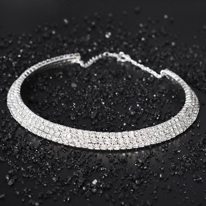 Fashion Jewelry Full Diamond Rhinestone Multi-Layer Multi-Row Collar Bridal Crystal Collar Short Collar Necklace