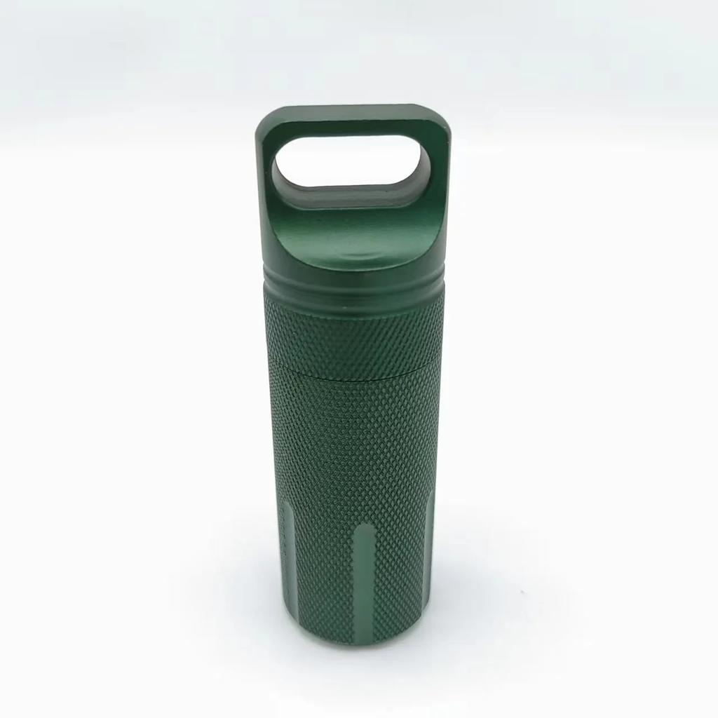 Recipient etanș pentru pastile din aliaj de aluminiu, portabil în aer liber EDC, cu o singură cameră, suport pentru capsule, impermeabil, pentru medicină, cutie