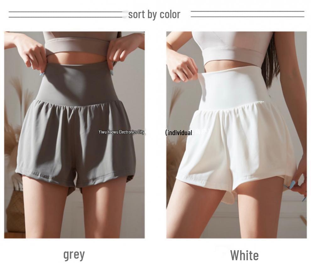 White High-Waisted Quick-Dry Fitness Shorts